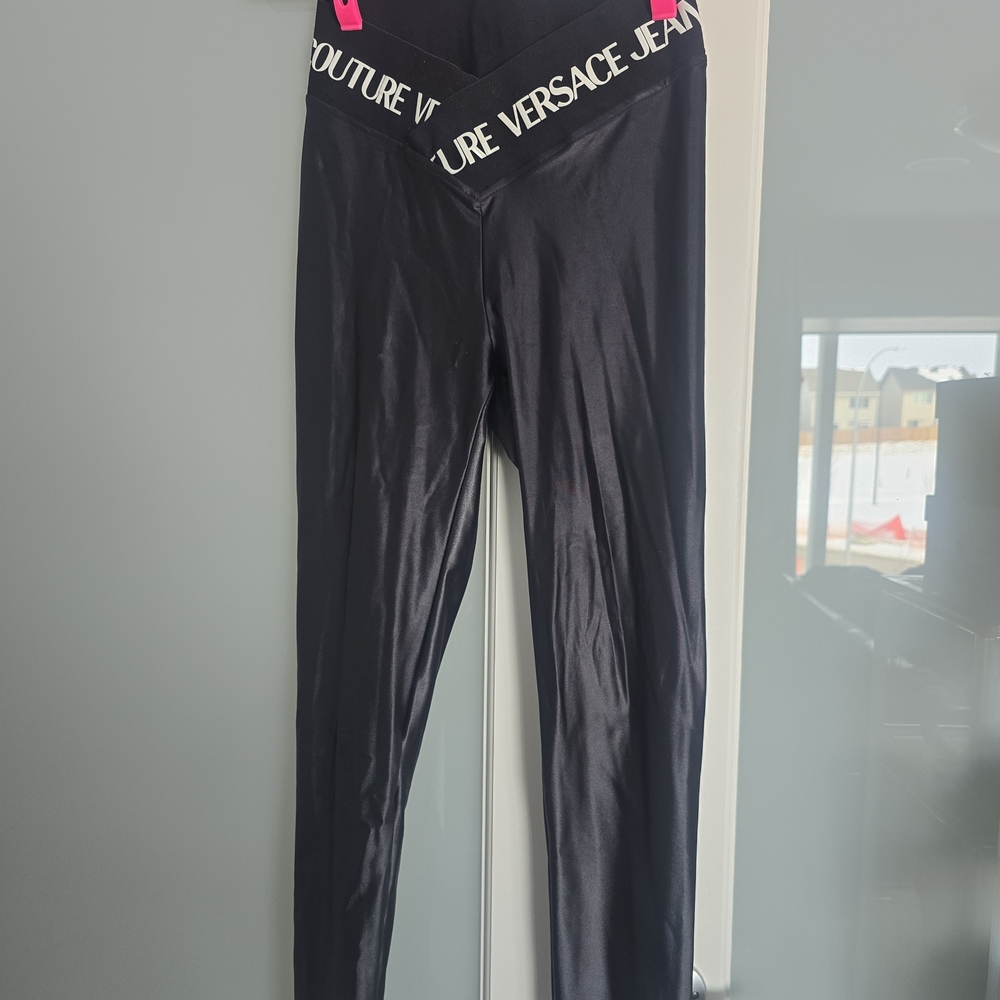 Versace Jeans Collection Black Logo Waistband Leggings
